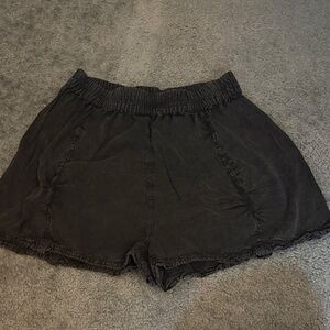 Free People Black High-Waist Elastic Lounge Shorts